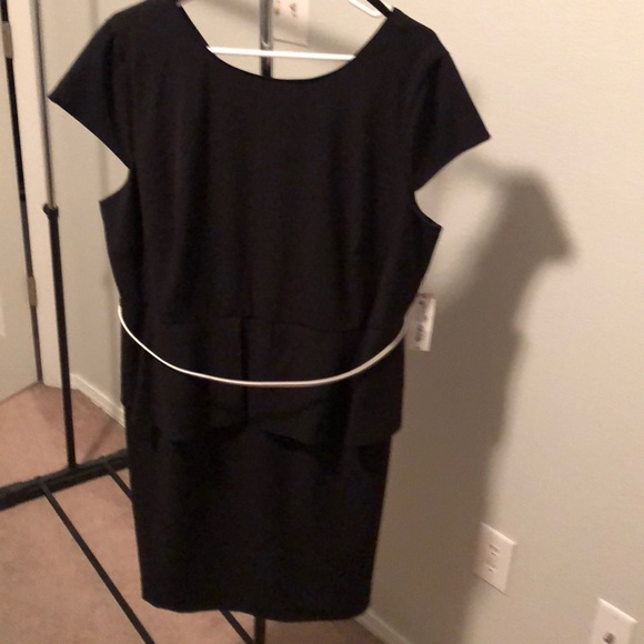 black dress with white belt